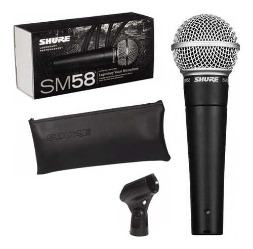 Micrófono Sm58 Shure Dinámico Gris Oscuro Con Plateado.
