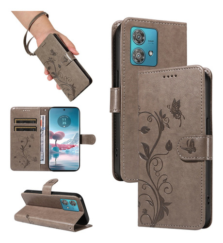 Funda Tipo Libro Emboss Butterfly Cards Con Ranura Para Moto