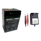 Kit Bateria 6v 4ah Ep6-4 + Carregador 6v 800mah Garras 