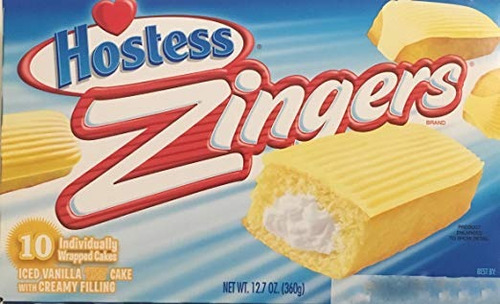 12,7 Oz Anfitrionas Zingers Iced Vanilla Cake, 10 Pieza (pac