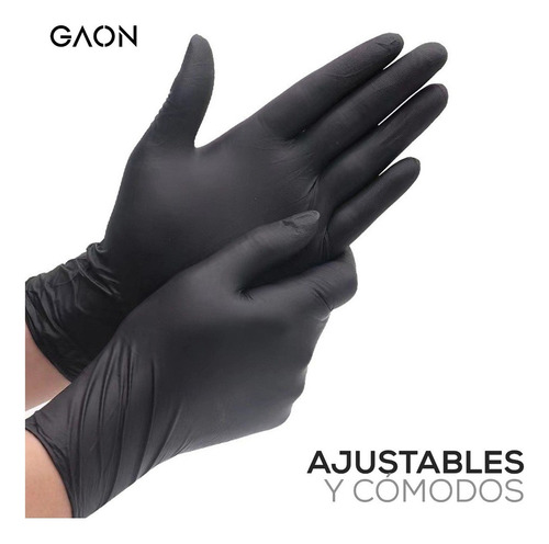 Guantes Descartables Gaon Color Negro Talle S De Vinilo