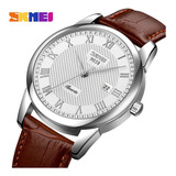 Relojes De Pulsera Impermeables De Cuarzo Skmei Business Color Del Fondo Brown/white