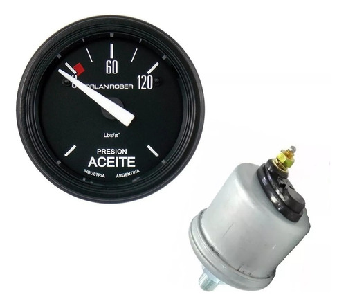 Reloj Presion Aceite F. Negro C/sensor 120lbs/p2 12v D52mm