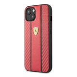 Funda Case Carbono Raya Ferrari Rojo Para iPhone 13