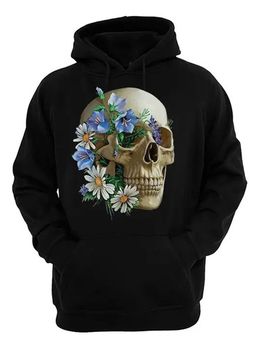 Sudadera Hoodie Macabra Con Calavera Y Flores Skull Flowers