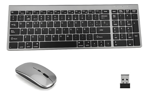 Kit Teclado Y Ratón Inalámbrico Silencioso Español Portátil