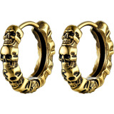 Pendientes De Aro De Calavera Dorada Bestyle Para Hombre, Pe