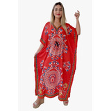 Vestido Kaftan Indiano Longo Estampado Plus Size-cod. 18046b