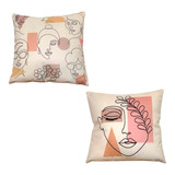 2 Fundas Almohadas Arte Abstracto Mujeres Moderno Boho Suave