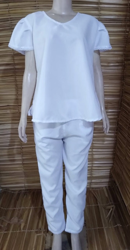 Conjunto Branco Calça+bata Feminina Umbanda Candomblé