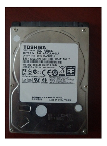 Disco Duro Interno Toshiba Mq01abd Series 320gb Hdd Sata 2.5