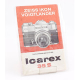 Manual De Instrucciones Zeiss Ikon Voigtlander Icarex 35s