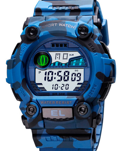 Reloj Militar Hombre Burk 1633 Cronometro Alarma Luz Digital