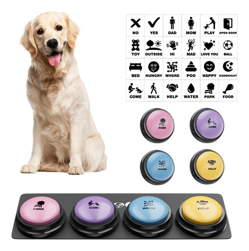Botones De Perro Para Comunicacion, Juego De 4 Botones Parla
