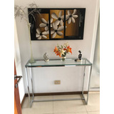 Dressoire Diseño Moderno Lujo100x30x85 Cromado Vidrio Transp