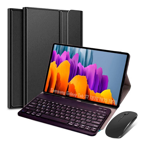 Capa Book + Teclado + Mouse Para Galaxy Tab S7  T870 T875