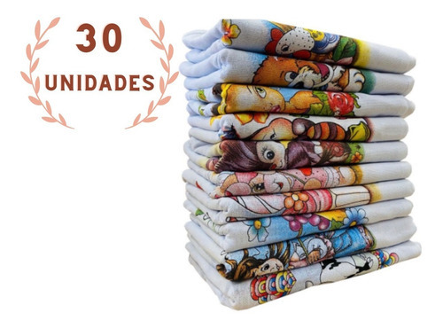 Pano De Prato Estampado Bainha Atacado Kit C 30 Peças Grande