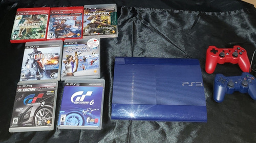 Consola Ps3 Azul Edición Gran Turismo Con 7 Juegos