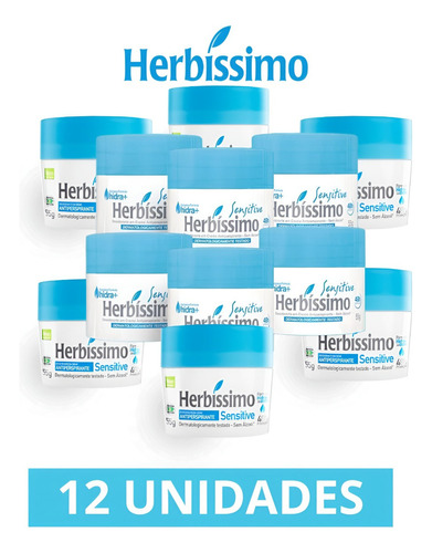 Kit 12 Desodorante Herbíssimo Creme Sensitive Sem Álcool 55g