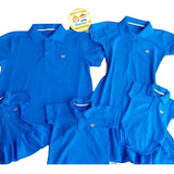 Kit Família Look Polo (com 5 Peças- 2 Vestidos + 3 Camisas)