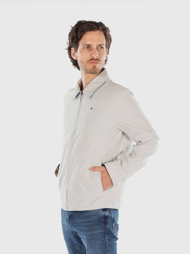 Chaqueta Classic Laydown Con Logo Beige Tommy Hilfiger