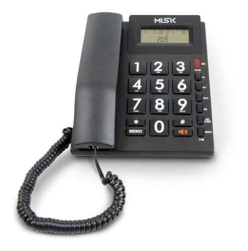 Misik - Telefono Alambrico Numeros Grandes - Identificador Color Negro