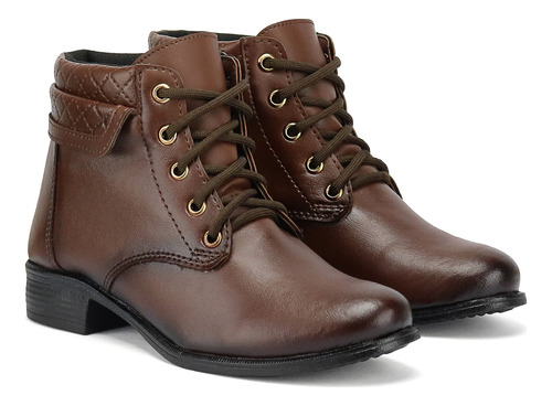 Bota Feminina Cano Curto Coturno Salto Baixo Moda Inverno