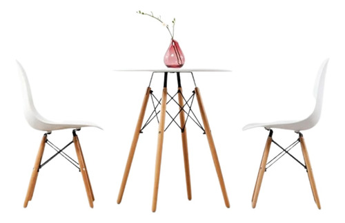 Mesa Jantar Redonda 70cm Eiffel Charles Eames Com 2 Cadeiras