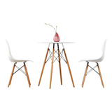 Mesa Jantar Redonda 70cm Eiffel Charles Eames Com 2 Cadeiras