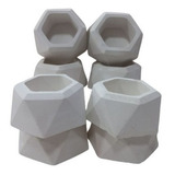 Mini Macetas Hexagonales Cemento Blanco Evento Souvenir X10