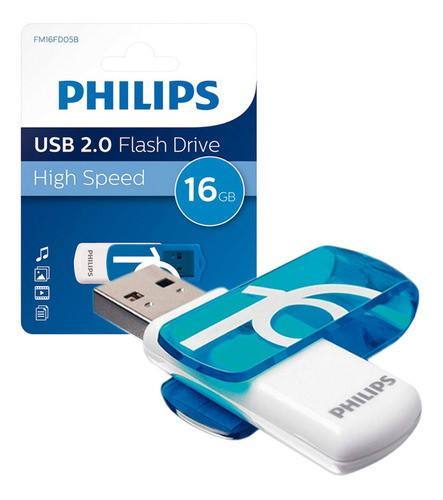 Pendrive 16gb Philips Vivid Blue 2.0 Color Azul