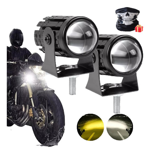 Par Faros Auxiliares Luces Led Moto Doble Color Impermeable