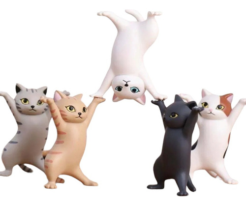 Figuras Gatos Bailarínes, Set 5 Gatitos Decorativos.