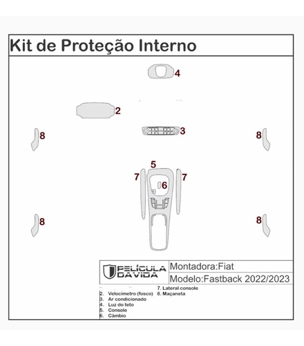 Pelicula Proteção Interna Fiat Fastback Antiriscos Brilho