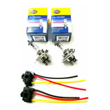 2 Focos H4 Hella + 2 Soquets Star Nissan Versa March Tiida