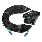 Kit 150 Mt De Cabo Fibra Óptica + Conversor De Mídia Sc Rj45