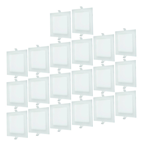 Kit 20 Painel Plafon Led 18w Quadrado Embutir 6500k 22x22