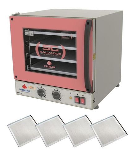 Forno Turbo Elétrico Prp-004 220v Rosa E 4 Assadeiras Progás