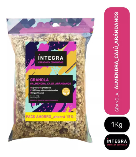 Granola Almendras Cajú Y Arándanos Integra 1 Kg