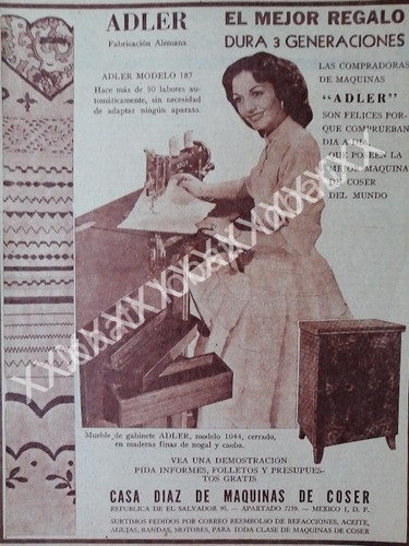 Cartel De Maquinas De Coser Adler 1953 103, Casa Diaz De Maq