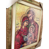 Quadro Sagrada Família Italiana 40x50cm Resinado Com Vidro Cor Colorido Cor Da Armação Dourado