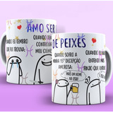 Caneca Flork Meme Signo Peixes - Porcelana 325ml Md174