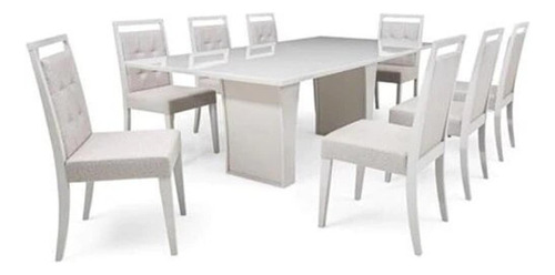 Conj Mesa De Jantar Com 8 Cad Herval Denver, Off White Gelo