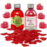 240 Pétalas De Rosas + Velas Coração Amor Kit Banheira Hidro