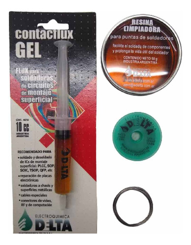 Kit Para Soldar : Flux + Resina+malla+1 M De Estaño