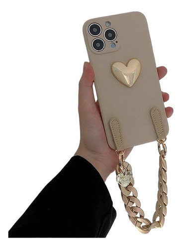 Funda Teléfono Móvil Con Cadena De Mano De Amor Para iPhone