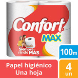 Papel Higiénico Confort 4 Rollos 100 Metros 400 Metros Total