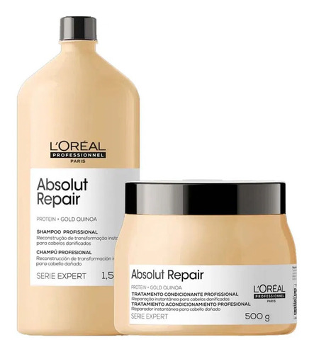 Loréal Absolut Repair Gold Quinoa Shampoo 1,5l + Másca 500g
