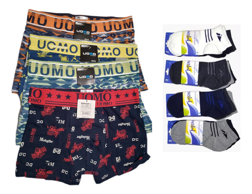 Boxer Uomo Pack X 3 Uds + 6 Pares De Soquetes