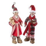 Raz Imports - Juego De 2 Elfos De Navidad Listos Para Cama, 